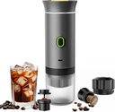 3-in-1 Portable Espresso Maker, Travel Coffee Maker, Self-Heating Car Coffee Maker with USB-C, Small Espresso Machine with Ground Coffee & Capsules (NS＆DG) for RV, Hiking, Office (grey)
