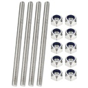 PATIKIL 4 Pcs Fully Threaded Rod, M8 x 180mm 304 Stainless Steel Right Hand Long Thread Bar Studs with Nuts for Pipes Clamps Hangers U-Bolts
