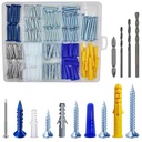 (274 pcs) Plastic Drywall Wall Anchors Kit with Screws， Concrete Screw kit Wall Anchor Set Suitable for Brick and Cement Walls
