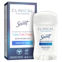 Secret Clinical Strength Antiperspirant Deodorant for Women, 3X Stress Protection, 72hr Sweat & Odor Protection, PH Balancing Minerals, Clear Gel, Completely Clean Scent, 1.6 oz
