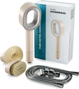 NU Aqua Handheld Filtered Shower Head - Taupe With Mounting Kit - High Pressure Shower Filter Protects Hair and Skin - Reduces Hair Shedding, Dandruff, and Dry Skin - Soft Brush and Sponge Exfoliator