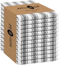 Native Fab Gray Stripe Kitchen Towels - 12 Pack - 100% Cotton, Basket Weave Striped Dishcloths Set - 16 x 26 Inches - Absorbent, Quick Drying, Durable & Washable Towel with Hanging Loop - Grey White