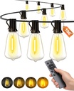 Outdoor Patio String Lights: 100Ft 30M Outside Waterproof Light - Remote Dimmable ST38 Shatterproof Bulb Connectable Hanging Outdoor Electric Lighting - Backyard Yard Gazebo Porch Party