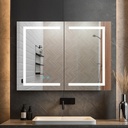 Blossom 40x26 LED Lighted Bathroom Medicine Mirror Cabinet, Recessed/Surface Mount with Anti-Fog, Dimmable, 3 Color Light, Lighted Medicine Cabinet Mirror for Storage & Makeup, Wall Mounted