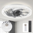 Ceiling Fans with Lights, Socket Fan Light with Remote Control, Dimmable Brightness 3000K-6500K Memory, Socket Modern Flush Mount Low Profile Ceiling Fan for Bedroom, Small Living Room, Kitchen White