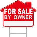 For Sale By Owner Yard Sign, 1-Pack 17"x13" Double-Sided Signs, Corrugated Plastic, H-Metal Stake, Home for Sale Sign, Estate Sale Signs, Yard Sale Signs With Stakes, House for Sale