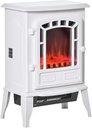 HOMCOM 22" Free Standing Electric Fireplace Stove with Door, Fire Place Heater with Realistic Flame Effect, Overheat Safety Protection, 750W / 1500W, White