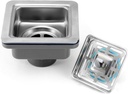 3-1/2 ‘’ Square Kitchen Sink Drain Assembly Kit 304 Stainless Steel Sink Strainer Drain Basket Replacement with Sink Stopper Sealing Lid for Kitchen Bathroom Drain Kit