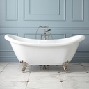 Signature Hardware 481178 Rosalind 63" Acrylic Soaking Clawfoot Tub - White/Brushed Nickel