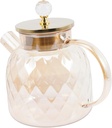 Zerodeko Amber Borosilicate Glass Iced Tea Pitcher with Airtight Lid Ergonomic Handle Water Jug for Juice Cold Drinks and Beverage Serving at Parties and Daily Use