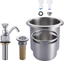 Dipper Well Faucet & Bowl Set: Coffee Shop Bar Counter Sink Faucet, Brass Commercial Food Washing Tool with 0.4 GPM Flow Tower and Bowl Assembly for Washing Coffee Ice Cream Spoon