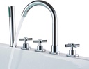 Bathtub Five-Piece Set Hot and Cold Water Mixer Tap, 360°Rotation Basin Copper Split Bathroom Faucet with Pull-Out Shower, Electroplating