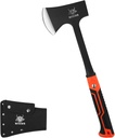 17" Hatchet, Camping Axe High Carbon Steel & Non-Slip Shock-Absorbing Grip with Nylon Sheath
