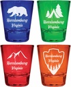 Harrisonburg Virginia Souvenir 4-Pack Multicolor Engraved Round Shot Glasses Camping and Outdoors Set