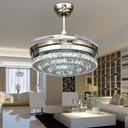 42" Retractable Ceiling Fans with LED Light Remote Control 4 Invisible Clear ABS Blades Livingroom Diningroom Fan Chandelier Indoor Ceiling Light Kits with Fans (Silver-13)