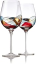 Bezrat Wine Glasses Hand Painted - Set of 2 - Women Wine Gift - Wine Lover Glass - Beautiful Glassware Gifts Ideas for Women Inspired by 'Duomo di Milano' Mothers Day - 12 oz (Red)