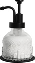 Mini Clear Glass Soap Dispenser for Bathroom Countertop and Kitchen Sink Decoration,Refillable Liquid Hand Dish Soap Pump Dispenser,Black with Clear Glass, 3-3/8'' X 3-3/8'' X 5-3/4''