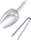 Ice Tongs With Scoop For Ice Bucket,Stainless Steel Silver Scopper,For Freezer And Kitchen
