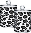 Acrylic Plastic Clear Jar with Lid, Black Grey Leopard Pattern Airtight Storage Jar 2 Pack Kitchen Storage Containers for Cookie Snack Candy