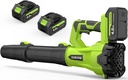 Leaf Blower Cordless 650CFM 288MPH Electric Leaf Blower with 2 x 4.0Ah Battery Operated, 6 Speed Mode, 20V Powered Handheld Blowers for Lawn Care, Patio, Dust, Blowing Leaves