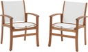 OC Orange-Casual Patio Furniture Set, Outdoor Chairs Set with Acacia Wood Frame and Metal Support Bars,Breathable Textilene Fabric Curved Armchair Support 350lbs for Lawn, Garden (White, 2 Pieces)