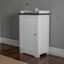 Lavish Home 2-Tier Bathroom Floor Storage Cabinet – 29” Tall Free Standing White Cupboard with Adjustable Shelf, Shutter-Style & Slatted Look Door – Towel, Toiletries, or Laundry Organizer