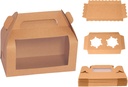 24pcs Kraft Cupcake Boxes 6.8''x3.6''x3.1'' Clear Window Cake Paper Holders Cake Boards Disposable Tiered Cake Containers Handle Boxes Treat Boxes Gift for Party Wedding, Christmas Party