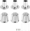 3pcs Shower Knob Replacement, Silver Zinc Alloy Bathtub Knobs with Bases Connectors and Screws Bathtub Faucet Handle Kit Compatible with Price/Pfister Verve Tub Shower Handle