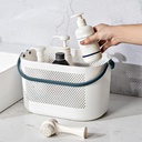 Bathroom Bath Basket With Handle Thickened Plastic Shower Basket Storage Box Fruit Storage Basket (blue)