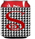 Caroline's Treasures CJ1035-SCC Letter S Initial Monogram - Houndstooth Black Can or Bottle Hugger Cooler Washable Drink Sleeve Collapsible Beverage Insulated Holder, Can Hugger, Multicolor