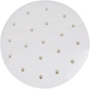 100 Pcs Round Parchment Steamer Paper Dumpling Steamer Basket Liner White Perforated Air Fryer Paper Non Stick Steaming Liner Food Steamer Mat Pads with Holes for Baking 7 Inch