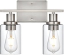 2-Light Bathroom Light Fixtures,Brushed Nickel Vanity Light, Bathroom Lighting Fixtures Over Mirror,Modern Wall Lamp,Wall Lights for Living Room, Bedroom,Hallway
