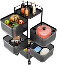 Fruit and Vegetable Basket Bowls for Kitchen,5 Tier Rotating Storage Rack Cart Fruit Basket Storage Container Mobile Shelf Fruit Vegetable Metal Wire Shelf with Top Lid for Living Room,Kitch