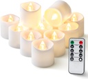 Homemory 12Pack 400+Hour Remote Control Flameless Candles, 2/4/6/8H Timer Led Votive Candles, Battery Operated Tea Lights for Wedding Table Centerpiece, Holidays, Halloween Pumpkins, Christmas Decor