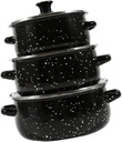 3 Pieces Enamel Stockpot with Lid Simmer Pot Heat Resistant Creative Sturdy Slow Cooker with Double Handles for Bridal Shower, black