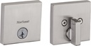 Kwikset Downtown Low Profile Square Contemporary Deadbolt Featuring Smartkey In Satin Nickel (Clear Pack)