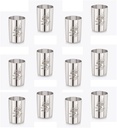 Water Glass Tumbler Steel Glass Serving Drinking Glass| Stainless Steel 7 22G Laser Royal Glass, 300 ml, Silver, Set of 12