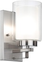 XiNBEi Lighting Wall Light 1 Light Bathroom Vanity Lighting with Dual Glass Shade in Brushed Nickel Indoor Modern Wall Mount Light Suitable for Bathroom & Living Room XB-W1195-1-BN