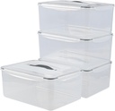 4 Packs Large Airtight Food Storage Containers with Silicone Gasket Sealing Lid, 16 L / 546 Oz, Plastic Storage Bins Boxes for Bread, Rice, Flour, Dog Cat Bird and Other Pet Food