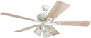 Prominence Home Glenmont, 52 Inch Farmhouse LED Ceiling Fan with Light, Pull Chain, Three Mounting Options, Dual Finish Blades, Reversible Motor - 50389-01 (Distressed White)
