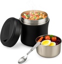 Thermo Food Jar For Hot Food - 40 OZ, Thermo soup containers With lid, Wide Mouth Vacuum Insulated Stainless Steel Leakproof Bento Box With Spoon,Black