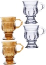 STOBAZA 4Pcs Embossed Glass Goblets Elegant High Stem Drinking Glasses for Home Restaurant and Afternoon Tea Transparent Stylish Dessert and Ice Cups