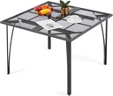 AECOJOY 39.4" Outdoor Patio Dining Table for 4, Square Metal Patio Table with 1.6" Umbrella Hole, All-Weather Resistant Outdoor Furniture Tables for Patio, Backyard, Garden, Poolside (Dark Grey)