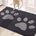 Buganda Dog Door Mat for Muddy Paws, Absorbent Dirt Trapper Washable Indoor Doormats, Non Slip Low-Profile Mud Mat for Dogs, Front Entrance Doormat for Inside Floor (30x20 Inches, Dark Grey)