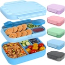 Caperci Bento Box for Kids - Stackable Leakproof Multiple Compartments 5.8 Cups Bento Lunch Box for Adults with Sauce Container - Idea for School, On-the-go, Built-in Utensil Set, BPA Free (Blue)