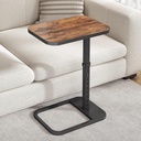 Kitstorack TV Tray Table, Adjustable Height & Flip-Top & Rounded Metal Corners, Snack Table for Couch, Sofa, Bed, Chair, Living Room, C Shaped End Side Table for Eating, Dinner or Laptop, Small Spaces