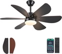 Black Ceiling Fans with Lights and Remote,42" Modern Bedroom Ceiling Fans Light with 6 Reversible Wood Blades,Small Fans with Light for Patio Kitchen