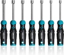 Libraton Hollow Nut Driver Set SAE, Magnetic Hex Nut Drivers, 3-inch Full-hollow Shaft for Long Bolts, 7-Pieces Standard Sizes 3/16, 1/4, 5/16, 11/32, 3/8, 7/16, 1/2 Inch
