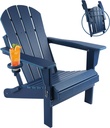 Magpie Fabrics Foldable Adirondack Chair with Cup Holder, HDPE Weather Resistant Oversize Outdoor Chair, Widely Used in Patio, Fire Pit, Deck, Porch, Garden, Campfire (Navy Blue)