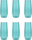 Fortessa Sole Outdoor Shatter Resistant BPA Free Premium Copolyester Plastic Drinkware 6 Pack, Aqua Sky Blue Green, Iced Tea Glass